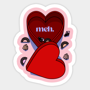 meh - empty valentine chocolate box Sticker